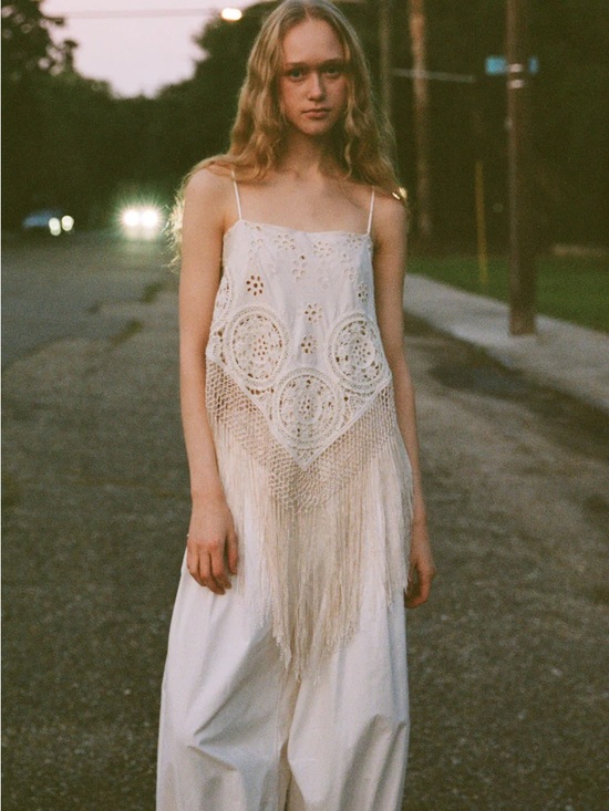 Sea New York Tops - Sea New York New Rafina Eyelet Fringe Top Cream Medium